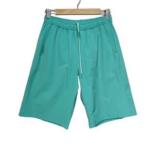 Myles Mens Sz L Long Inseam Aqua Green Hybrid Swim Trunks Shorts Unlined Stretch